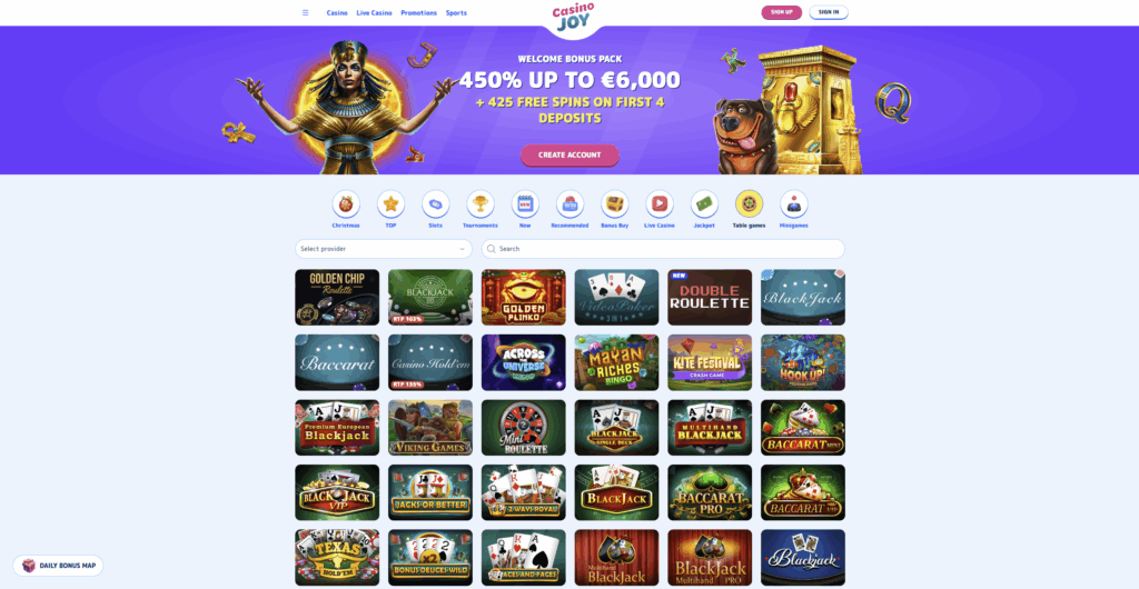 Table Games Casino Joy