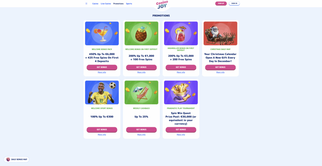 Bonuses & Promotions Joy casino