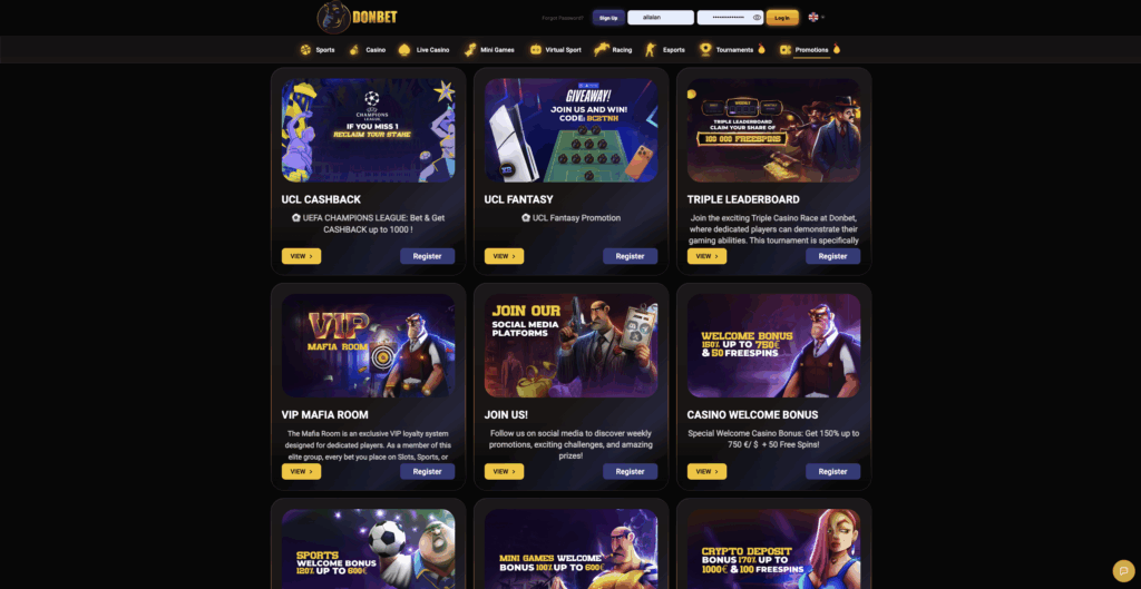 Bonuses & Promotions Donbet