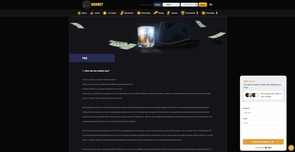 Customer Support donbet